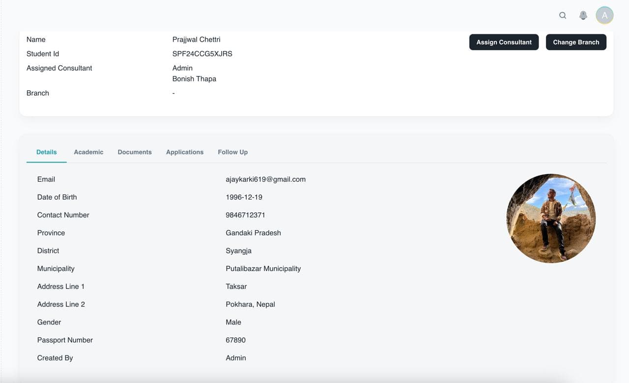Student Profile in ClassifyCRM